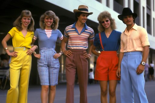 Iconic 1970s fashion trends featuring disco, punk, and bohemian styles.